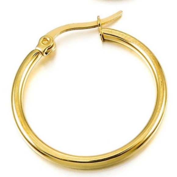 NEW Stainless Steel Gold Small Hoop Earrings - Picture 3 of 5